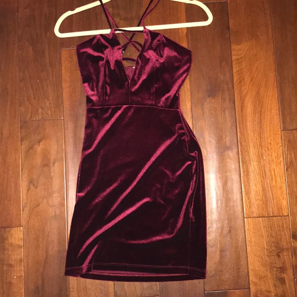 Velvet maroon mini dress